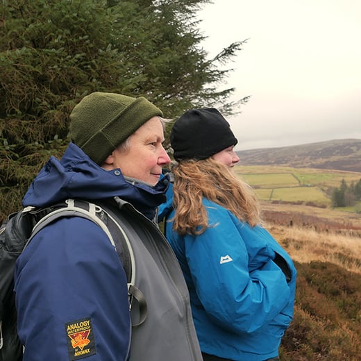 Ellie and Karen looking across to the Phoenix Forest (c) John Muir Trust copy